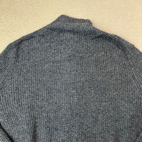 J. Crew Sweater Mens Medium Gray Cable Knit Cardigan Mock Neck Fisherman - Picture 10 of 12